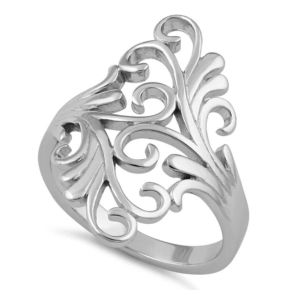925 STERLING SILVER Unique Swirls Statement Ring - Picture 14 of 16
